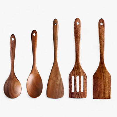 Elegant Teak Wood Kitchen Utensil Set – 7-Piece