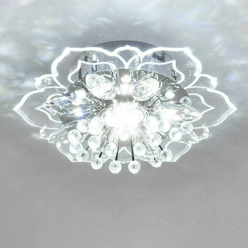 FloralGlow LED Crystal Ceiling Lamp – Elegant Flower Design