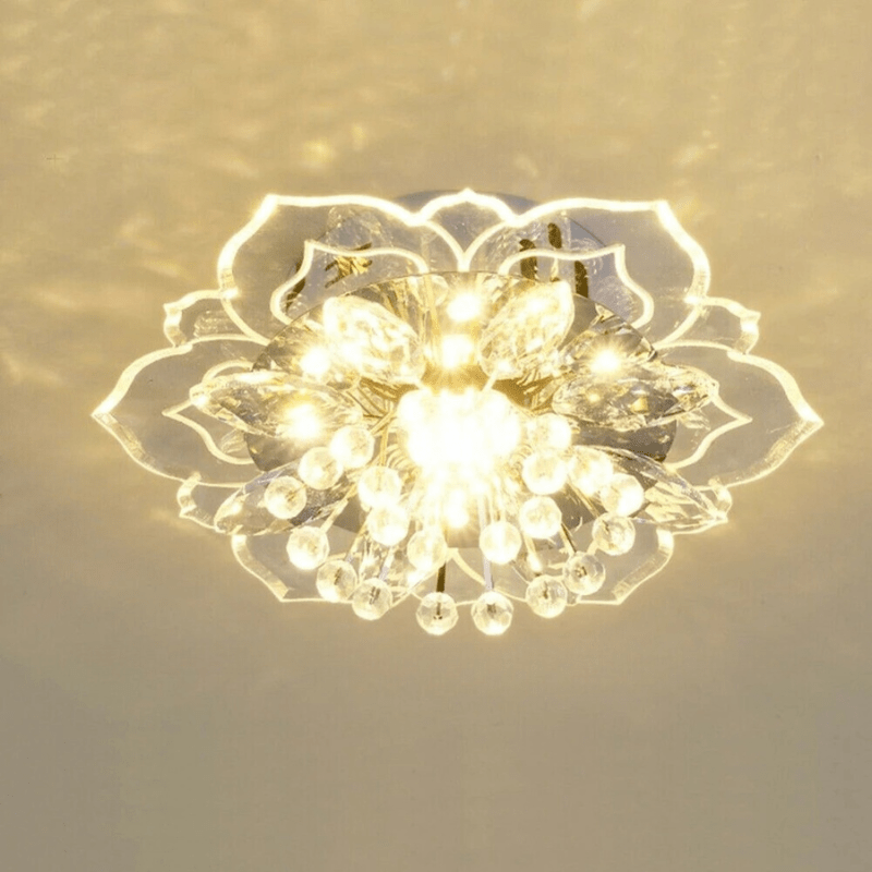 FloralGlow LED Crystal Ceiling Lamp – Elegant Flower Design