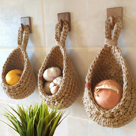 Hanging Jute Wall Baskets for Fruit & Vegetables