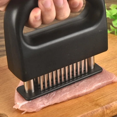 Meat Tenderizer with 48 Stainless Steel Blades – Easy & Safe Use