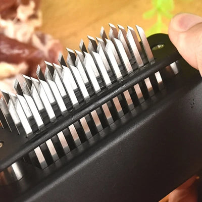 Meat Tenderizer with 48 Stainless Steel Blades – Easy & Safe Use