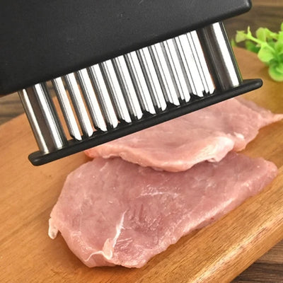 Meat Tenderizer with 48 Stainless Steel Blades – Easy & Safe Use