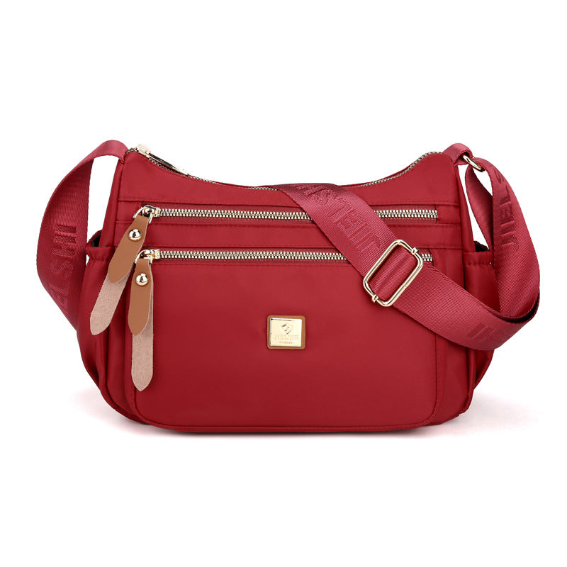 Lightweight Nylon Shoulder Bag with Pockets