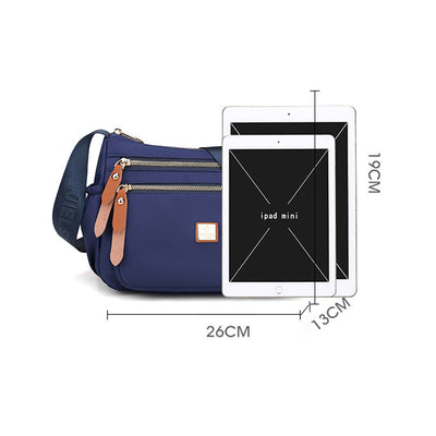 Lightweight Nylon Shoulder Bag with Pockets