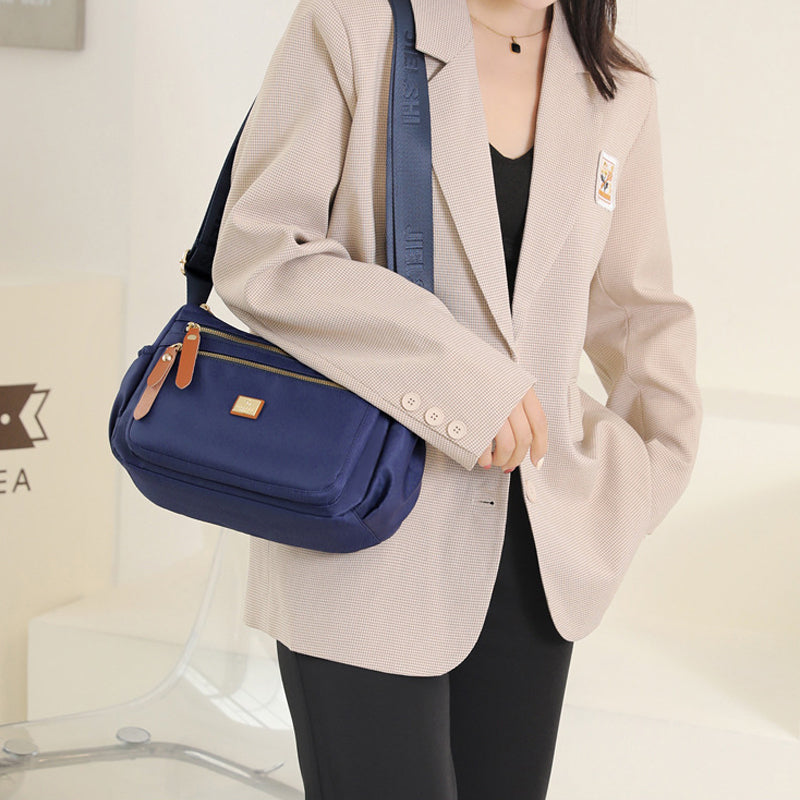 Lightweight Nylon Shoulder Bag with Pockets
