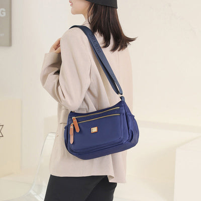Lightweight Nylon Shoulder Bag with Pockets