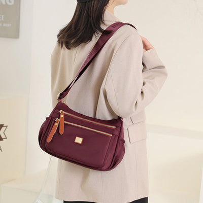 Lightweight Nylon Shoulder Bag with Pockets