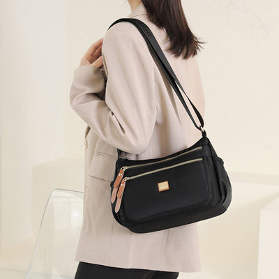 Lightweight Nylon Shoulder Bag with Pockets