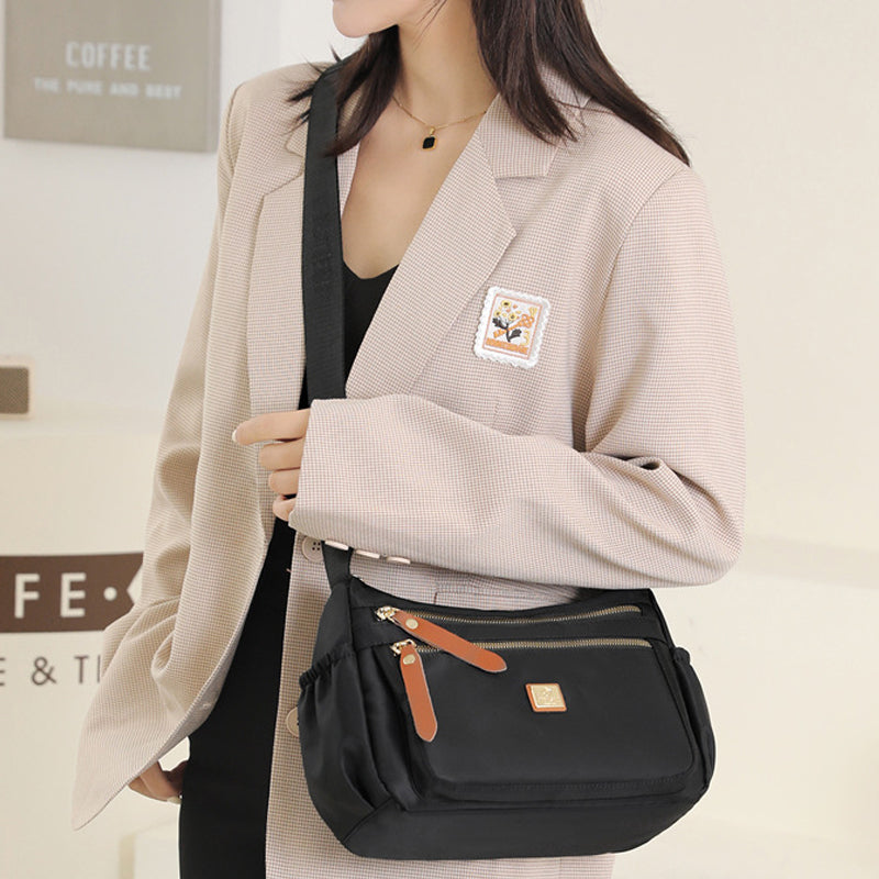 Lightweight Nylon Shoulder Bag with Pockets