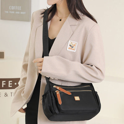 Lightweight Nylon Shoulder Bag with Pockets