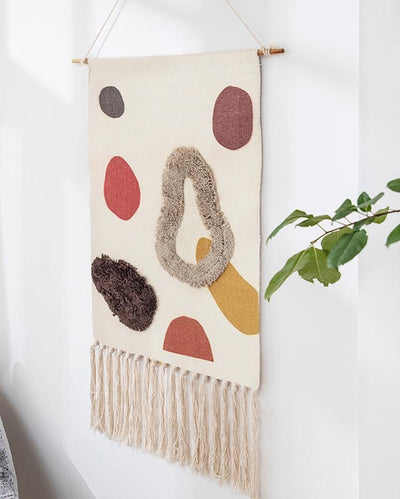 Handwoven Cotton Wall Tapestry with Geometric Pattern