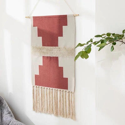 Handwoven Cotton Wall Tapestry with Geometric Pattern