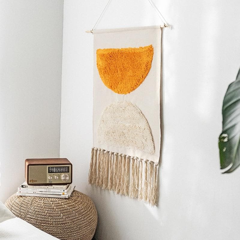 Handwoven Cotton Wall Tapestry with Geometric Pattern