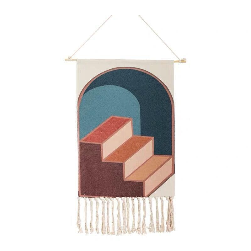 Handwoven Cotton Wall Tapestry with Geometric Pattern