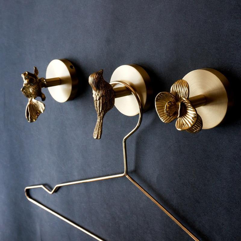 Brass Animal Wall Hook Rack Gold Accents