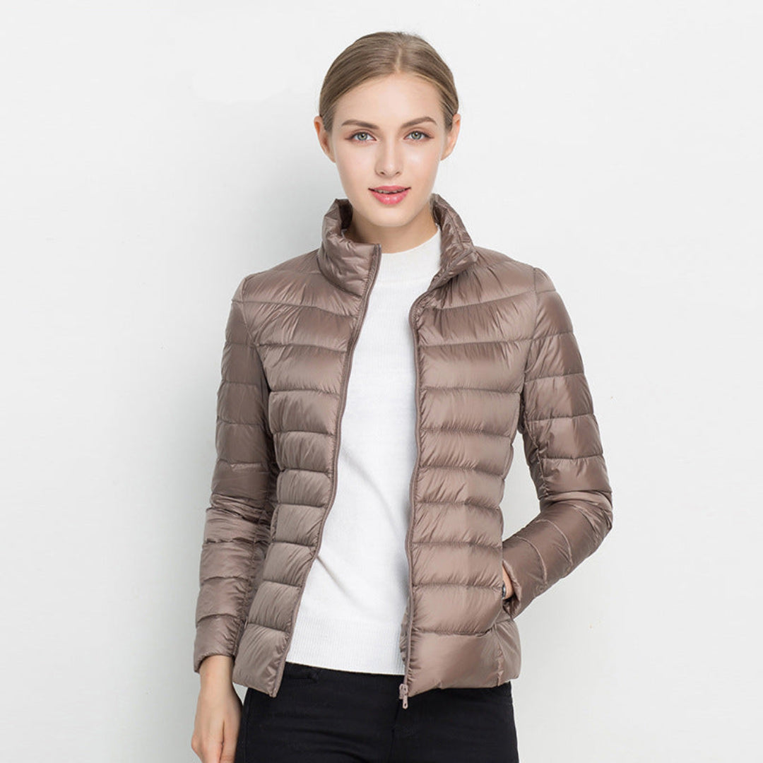 Women’s Long Sleeve Quilted Puffer Jacket for Winter