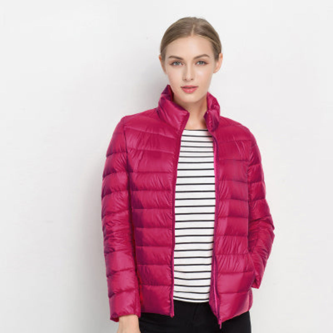 Women’s Long Sleeve Quilted Puffer Jacket for Winter