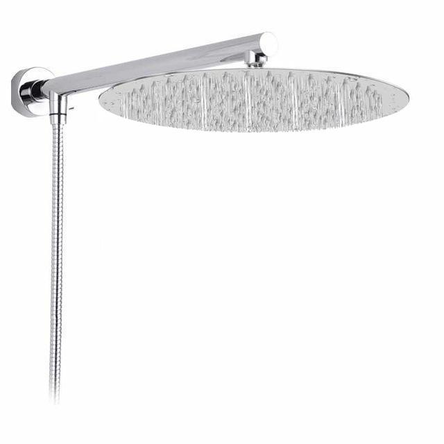 Wall-Mounted Rainfall Shower Head with Adjustable Arm and Hose