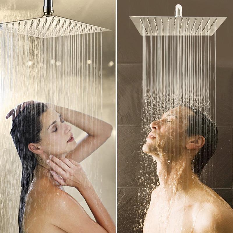 Wall-Mounted Rainfall Shower Head with Adjustable Arm and Hose