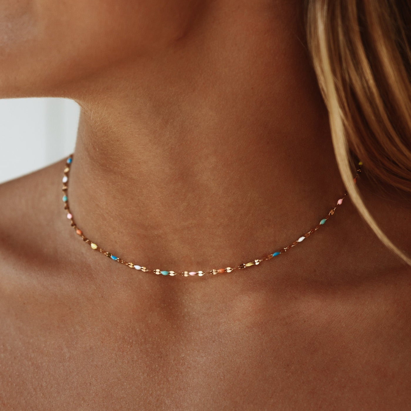 Selina Rainbow Choker Necklace with 18K Gold Coating