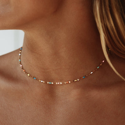 Selina Rainbow Choker Necklace with 18K Gold Coating