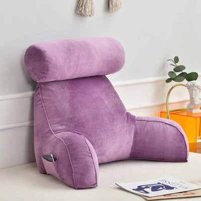 Backrest Reading Pillow with Arms and Pocket