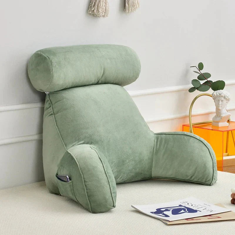 Backrest Reading Pillow with Arms and Pocket