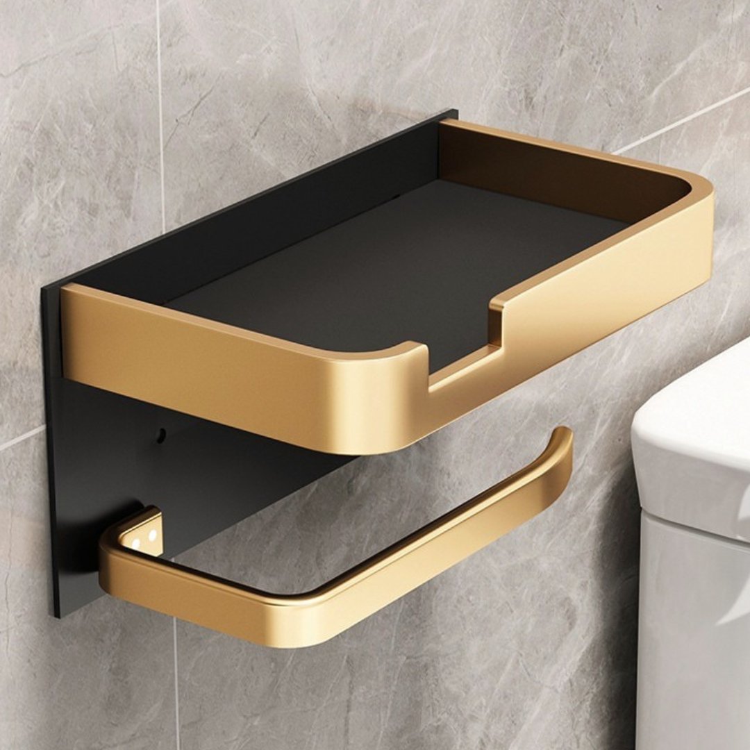 Modern Wall-Mount Toilet Paper Holder – Metal Finish