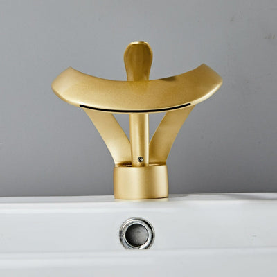 Brushed Gold Waterfall Bathroom Sink Faucet