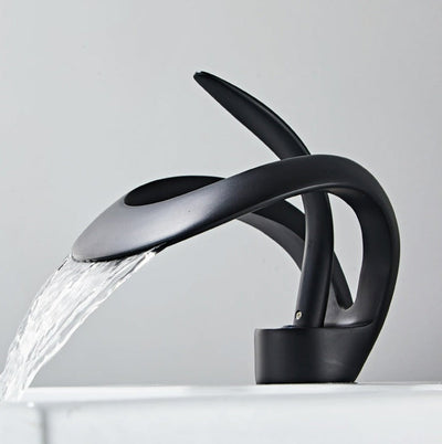 Brushed Gold Waterfall Bathroom Sink Faucet