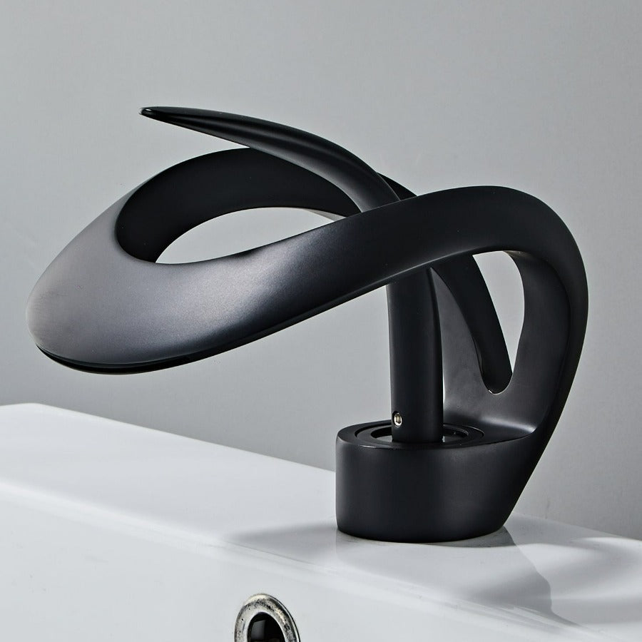 Brushed Gold Waterfall Bathroom Sink Faucet