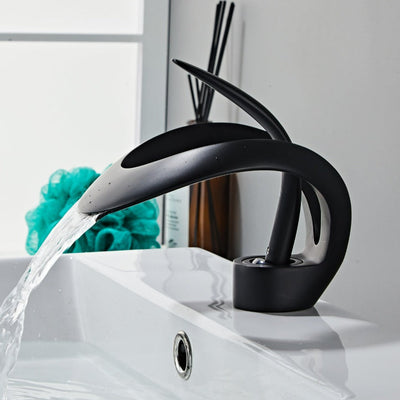 Brushed Gold Waterfall Bathroom Sink Faucet