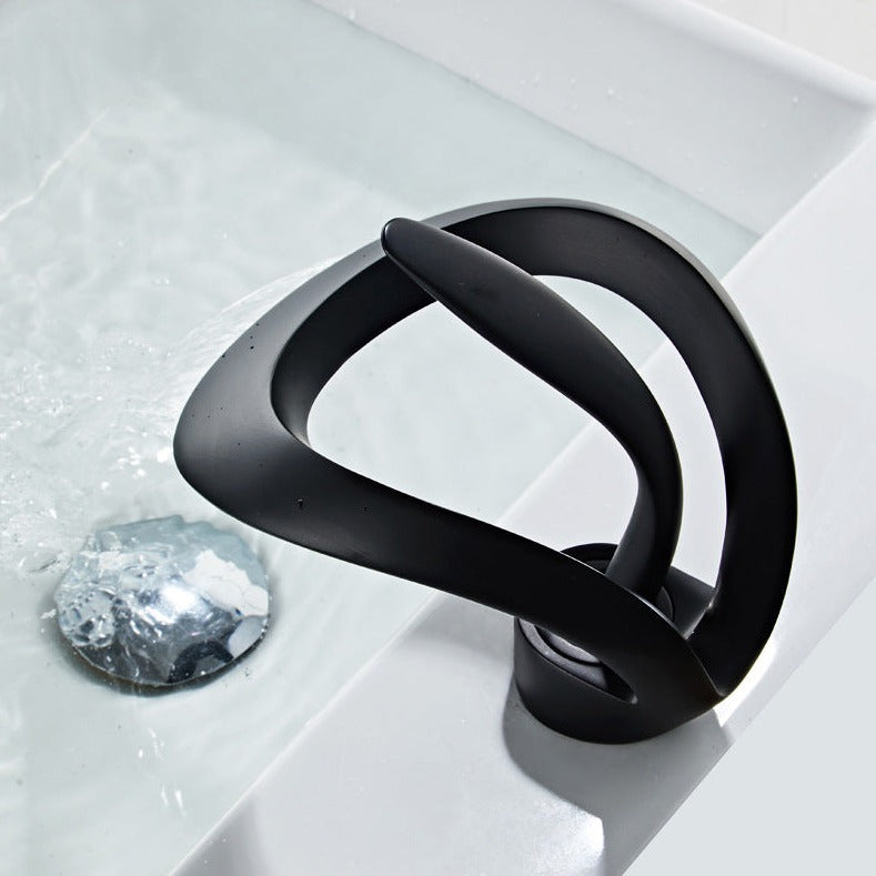 Brushed Gold Waterfall Bathroom Sink Faucet