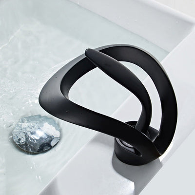 Brushed Gold Waterfall Bathroom Sink Faucet
