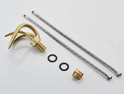 Brushed Gold Waterfall Bathroom Sink Faucet