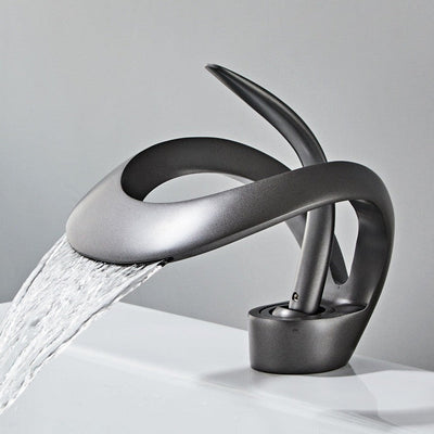 Brushed Gold Waterfall Bathroom Sink Faucet