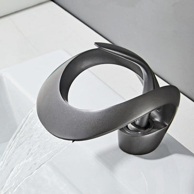 Brushed Gold Waterfall Bathroom Sink Faucet