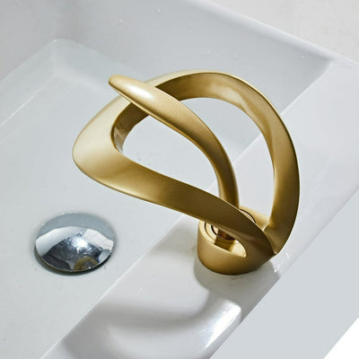 Brushed Gold Waterfall Bathroom Sink Faucet