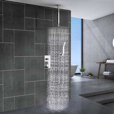 Wall-Mounted Rainfall Shower Head with Adjustable Arm and Hose