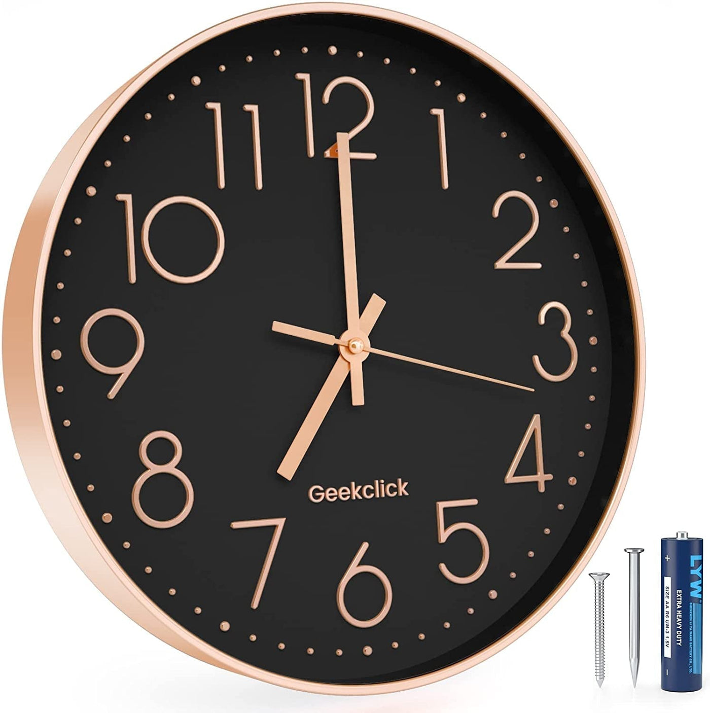 Silent Quartz Wall Clock with 3D Numbers