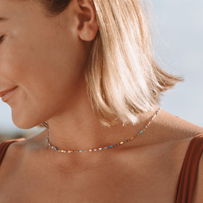 Selina Rainbow Choker Necklace with 18K Gold Coating