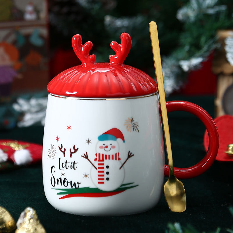Christmas Ceramic Mug with Festive Lid