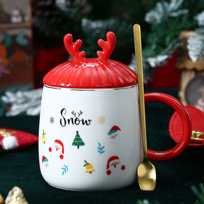 Christmas Ceramic Mug with Festive Lid