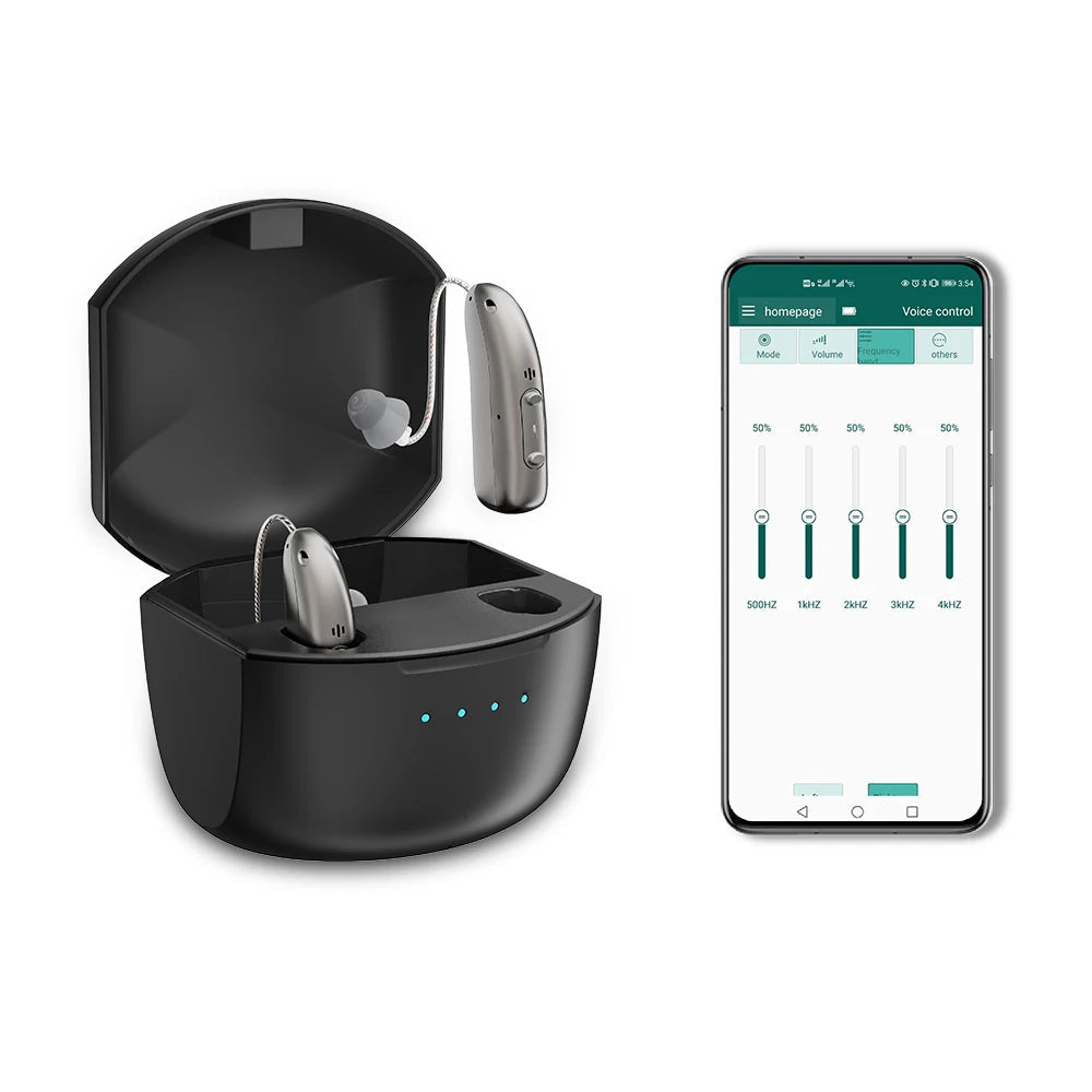 Bluetooth Rechargeable Hearing Aids with Noise Reduction
