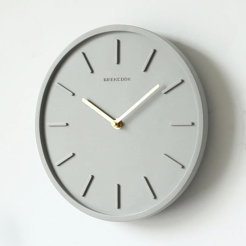 Scandinavian Cement Wall Clock with Metal Pendulum