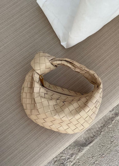 Vegan Leather Handbag Woven Shoulder Bag