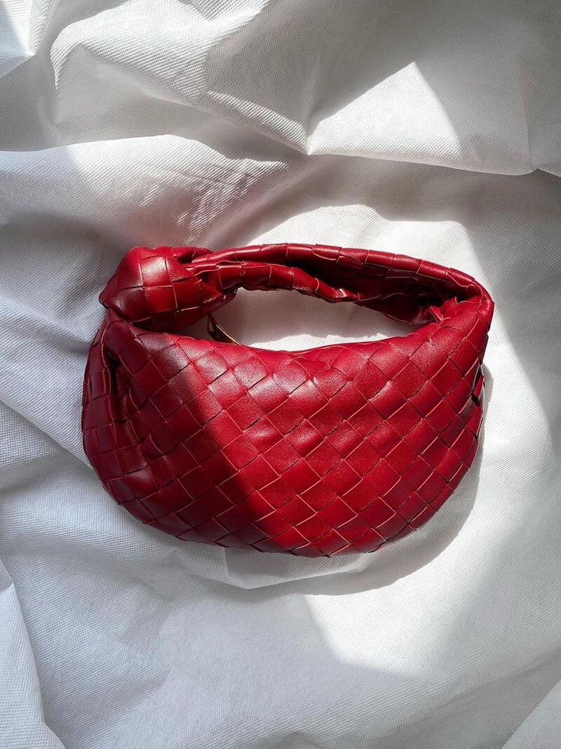 Vegan Leather Handbag Woven Shoulder Bag