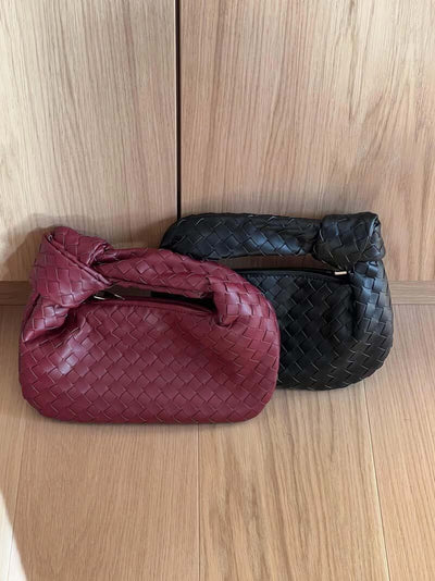Vegan Leather Handbag Woven Shoulder Bag