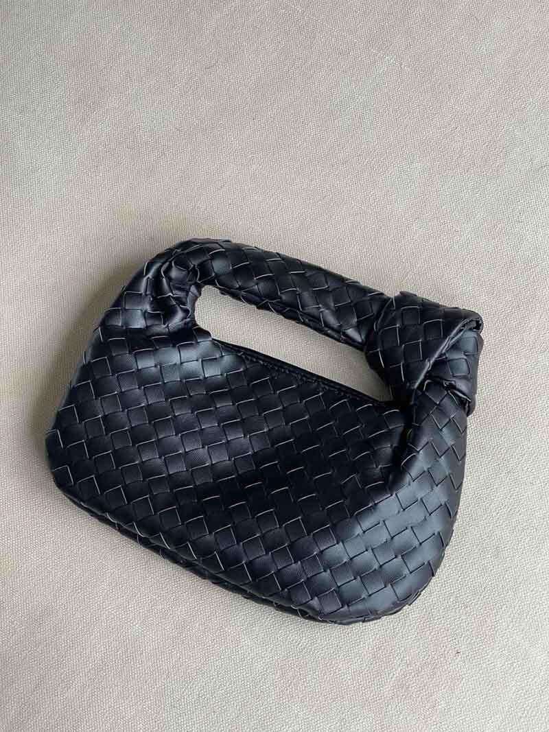Vegan Leather Handbag Woven Shoulder Bag